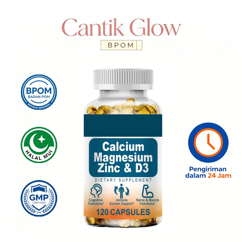 Kirkland Signature - Calcium Magnesium Zinc D3, 120 Kaplet, Tulang Kuat & Imunitas, Halal
