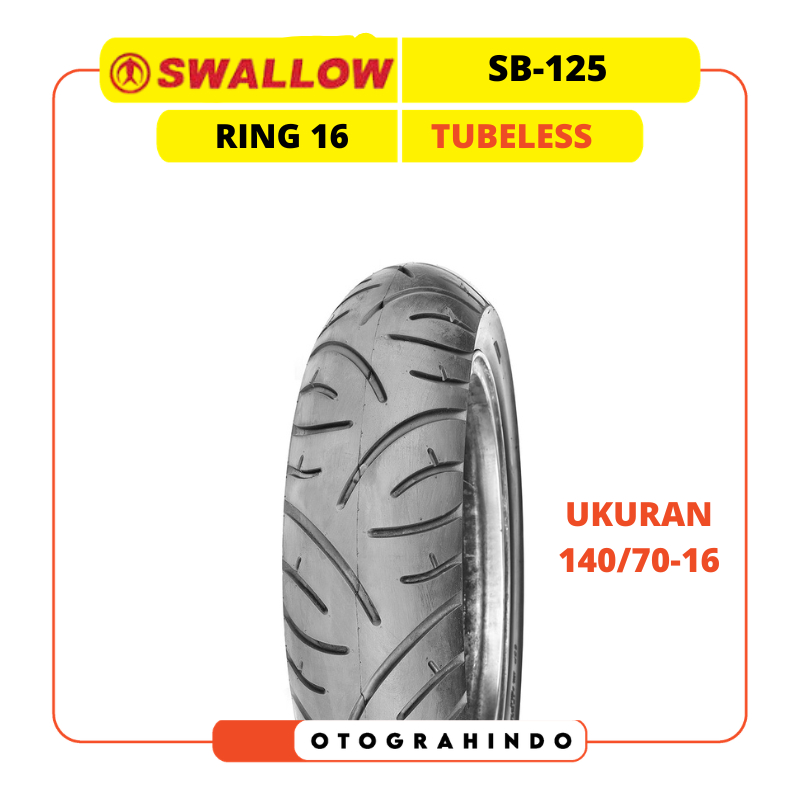 BAN LUAR MOTOR SWALLOW SB-125 TUBELESS RING 16 UKURAN 140/70-16 RING 16 TUBELESS