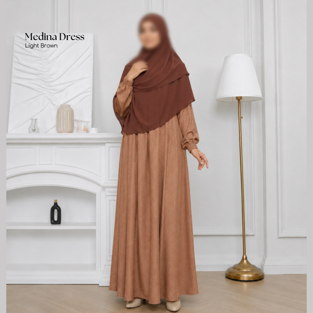 Gamis Katun Madina Earthone Daily Muslimah Syar’i Busui Friendly Adem dan Nyaman | Medina Dress