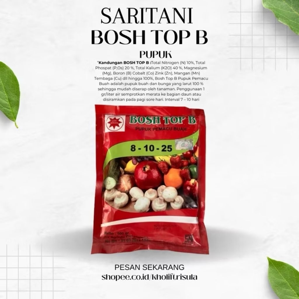 TERLARIS BOSH TOP B 500 GR - Pupuk pemacu buah dan TERLARIS Pupuk BOSH TOP D 500gr - pupuk pemacu ak