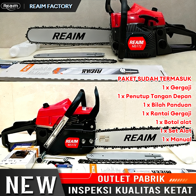 REAIM Mesin Potong Kayu Senso 20 Inch sinso 58CC Chainsaw Gergaji Kayu senso Gergaji Outdoor (kartu 