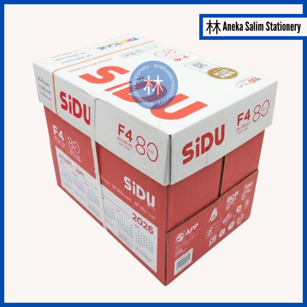 Anekasalim - (1 CTN 5 RIM) Kertas HVS Sidu 80g F4 Folio 5 Rim