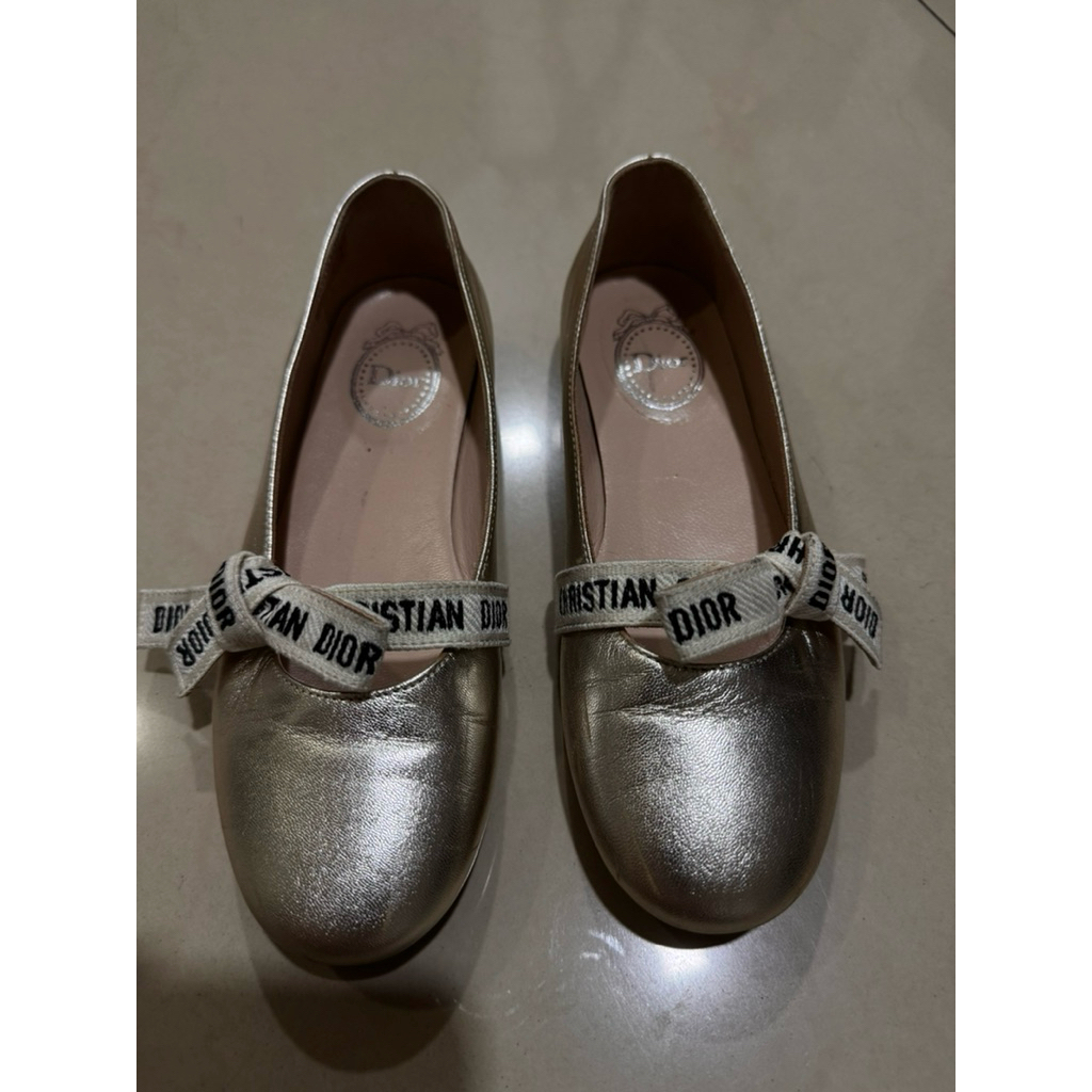flat shoes gold christian  dior authentic preloved