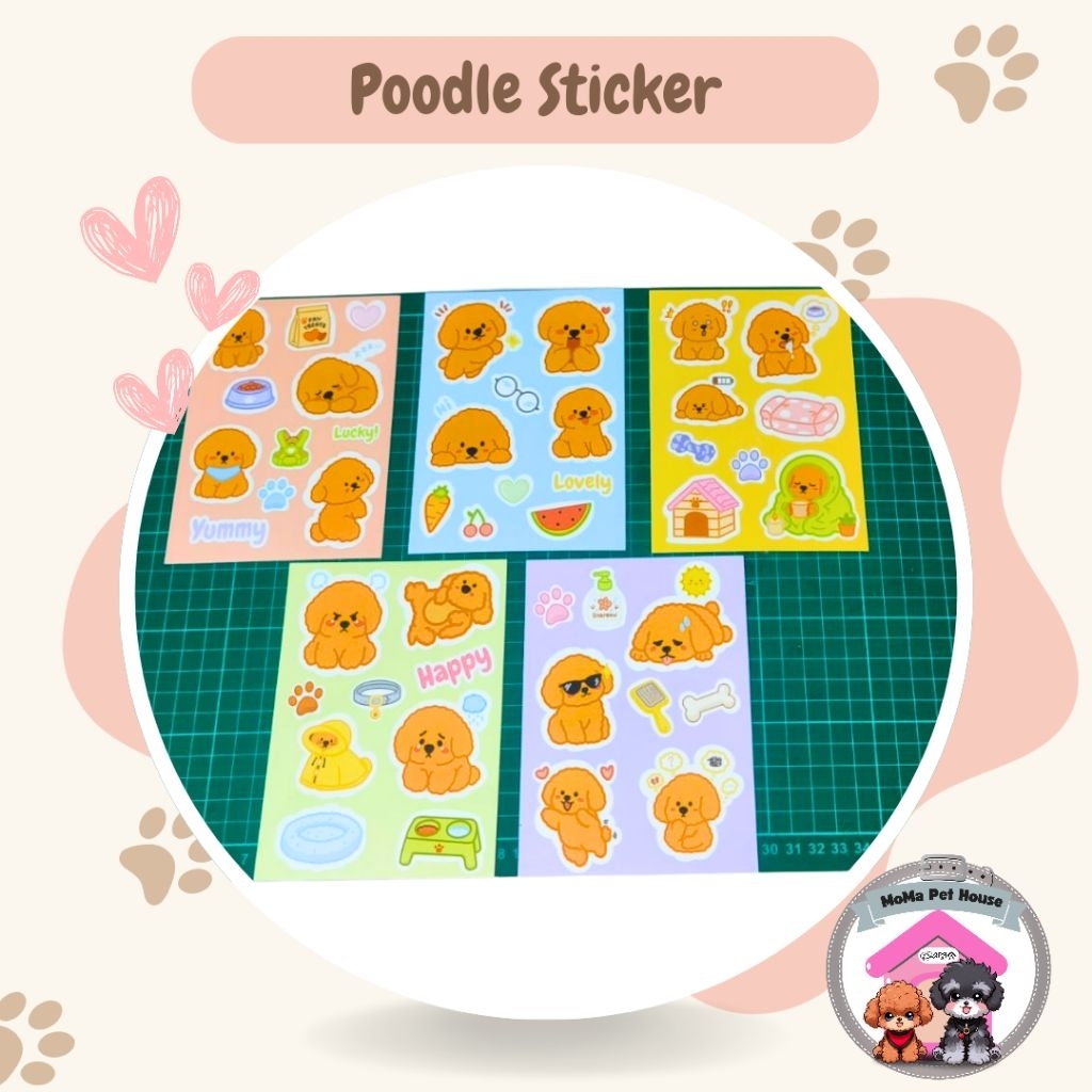 Stiker Anjing Poodle Lucu Sticker Poodle