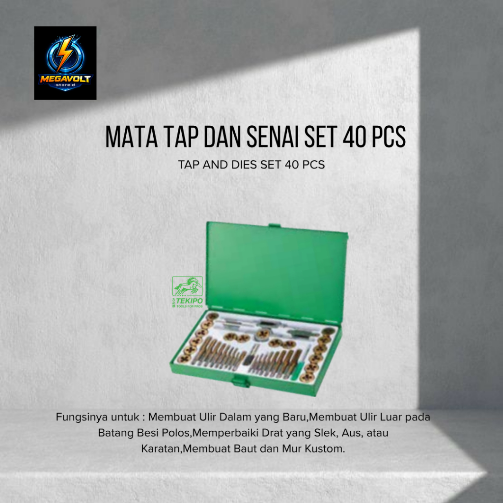 Tap and Die Set TEKIPO Set Mata Tap dan Senai/Set Pembuat Drat