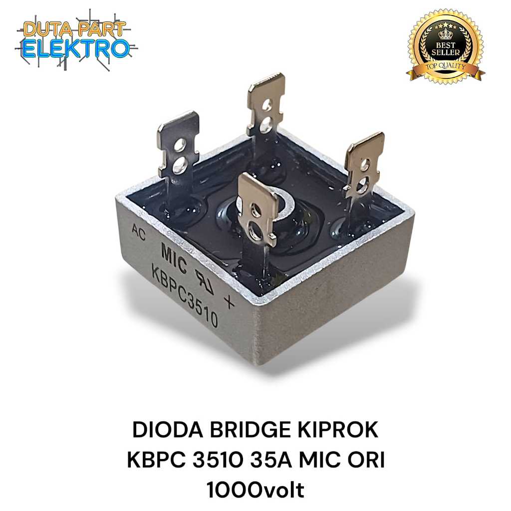 Dioda Bridge KBPC 3510 35A 1000 Volt Original MIC - Tahan Lama, Desain Kotak, Kualitas Terbaik
