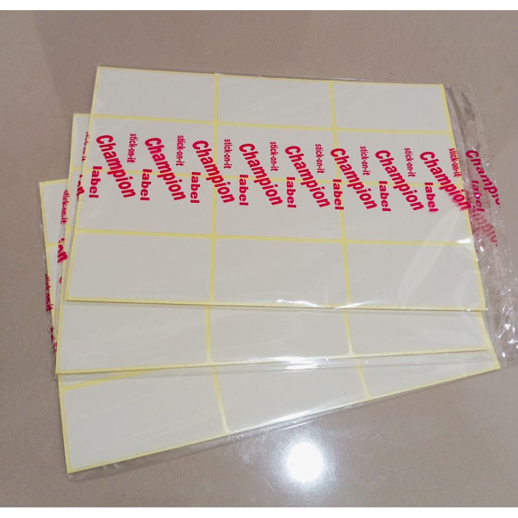 Stiker Kertas Polos Merk Random - Nomor 103, 7 Lembar per Pak, 12 Stiker per Lembar