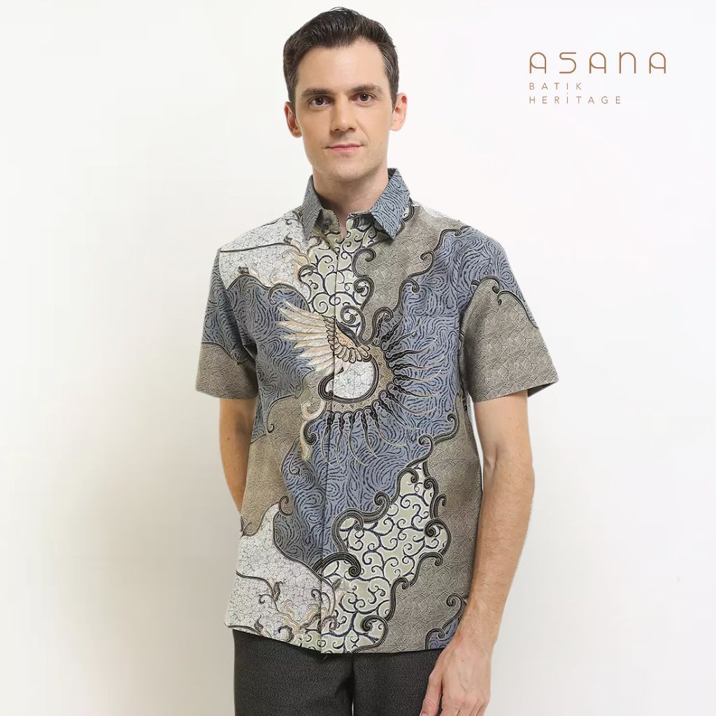 Kemeja Asana Batik Lengan Pendek Giri - Biru