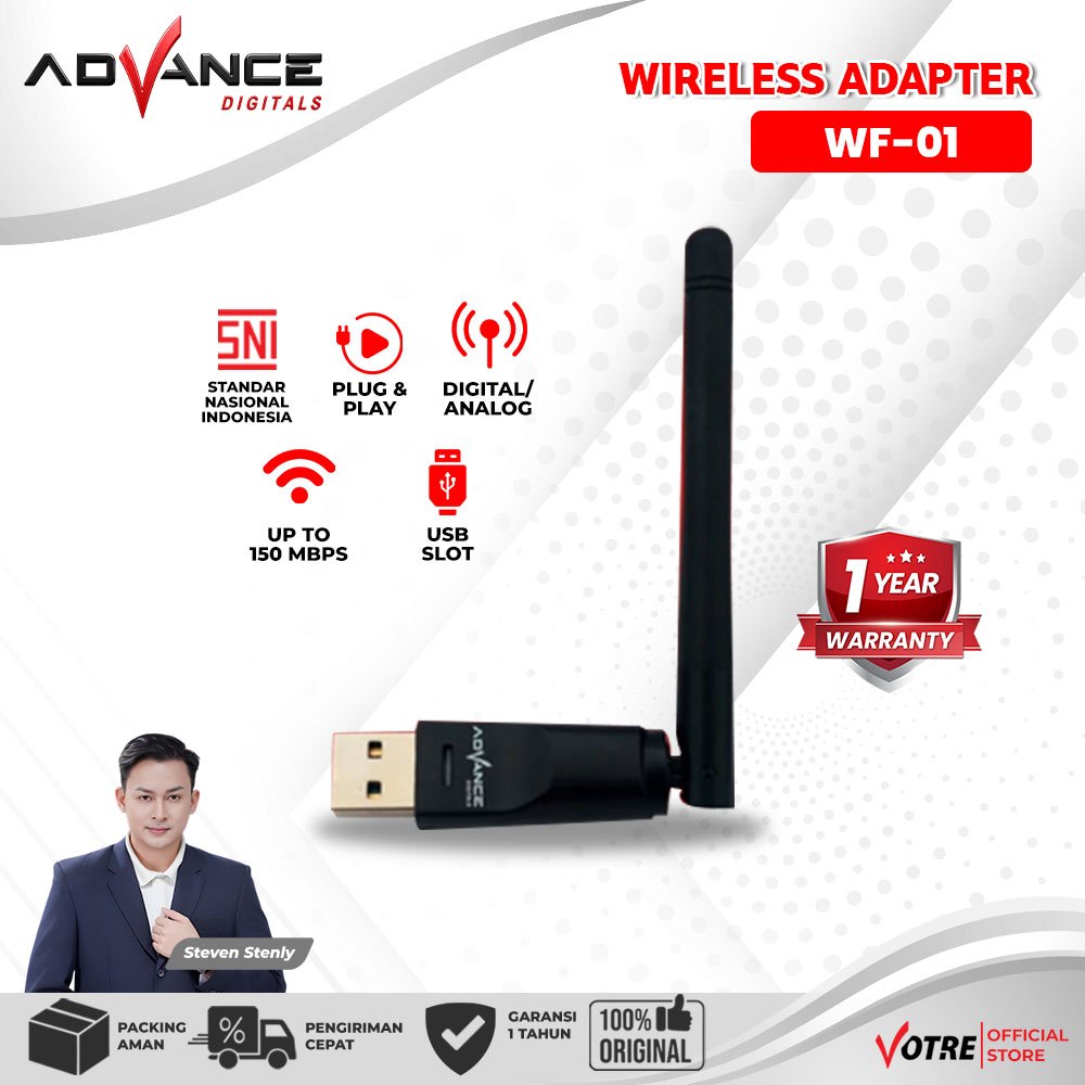 Advance WF01 Dongle Wifi 2.4Ghz 150Mbps (2G) USB Wireless Receiver Adapter WF 01 Komputer PC Laptop 