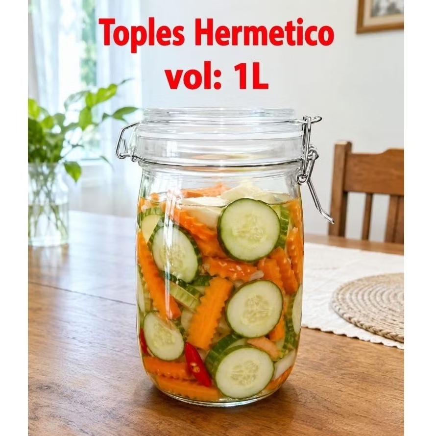 Hermetico Jar 1000ml/ Hermetico Jar/ Glass Jar with Clamp Lid/ Hermetico Canister TW089C