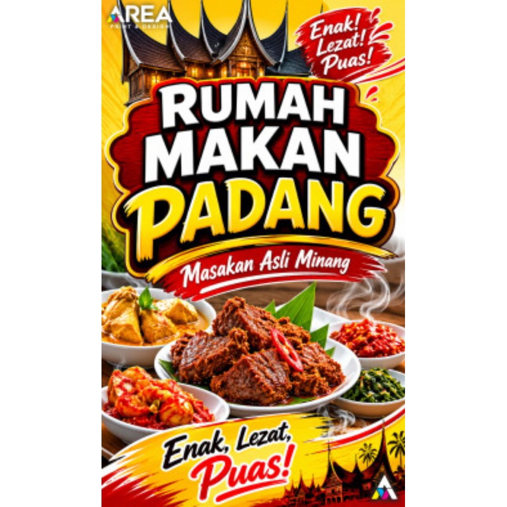 mmt banner rumah makan padang | 60x100 cm flexi 280 gsm | stand banner | standing banner | front ban