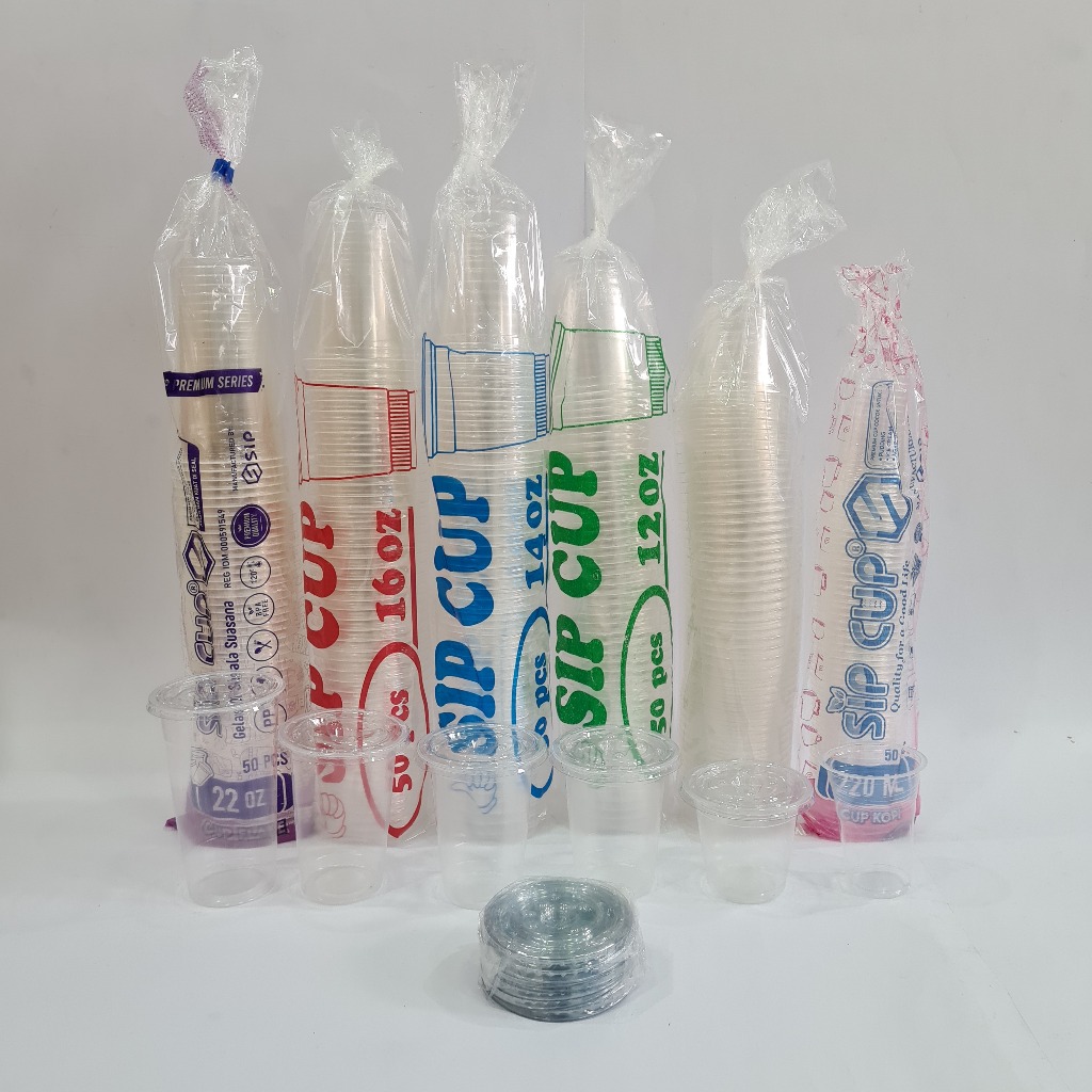 1 DUS GOJEK GELAS PLASTIK 10OZ 12OZ 14OZ 16OZ 22OZ TUTUP CUP 10 12 14 16 22 OZ UKURAN BUBBLE POP ICE