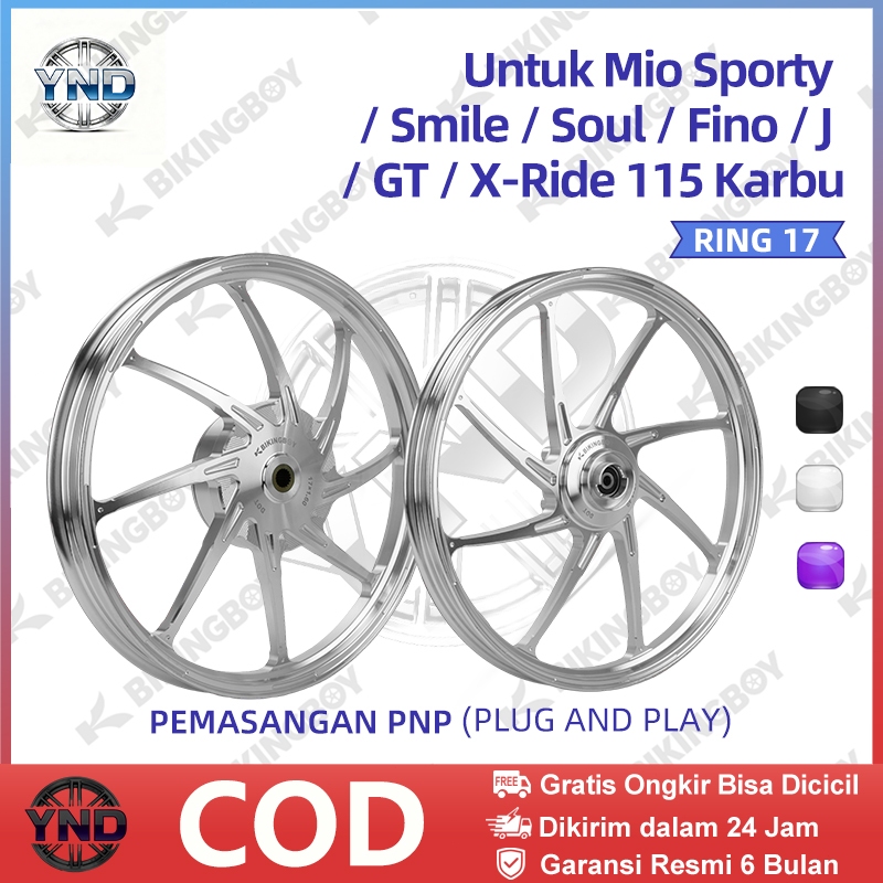 Velg Racing Bikingboy Palang 8 CNC Ring 17 Ukuran Set Depan 1.40×17 & Belakang 1.60×17 PNP Tanpa Mod