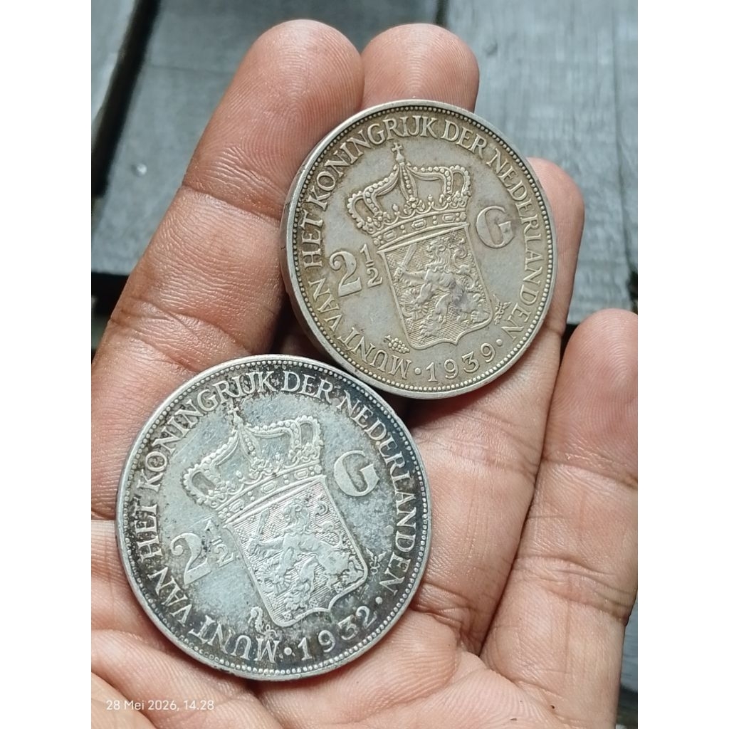 koin kuno wilhelmina 2 pcs