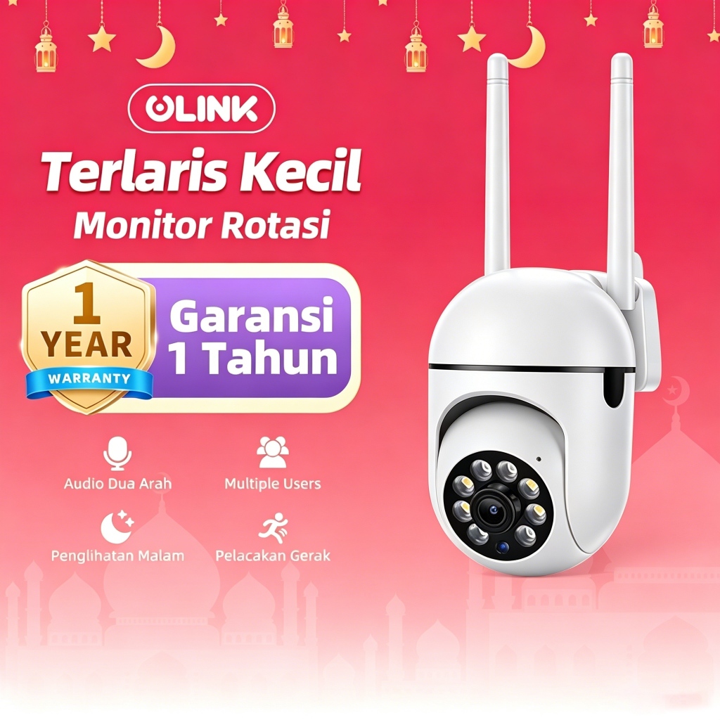 ULINK Y33 Kamera CCTV 5MP Outdoor Wireless Tanpa Kabel Auto Tracking 360° Pantau dari HP Malam Jerni
