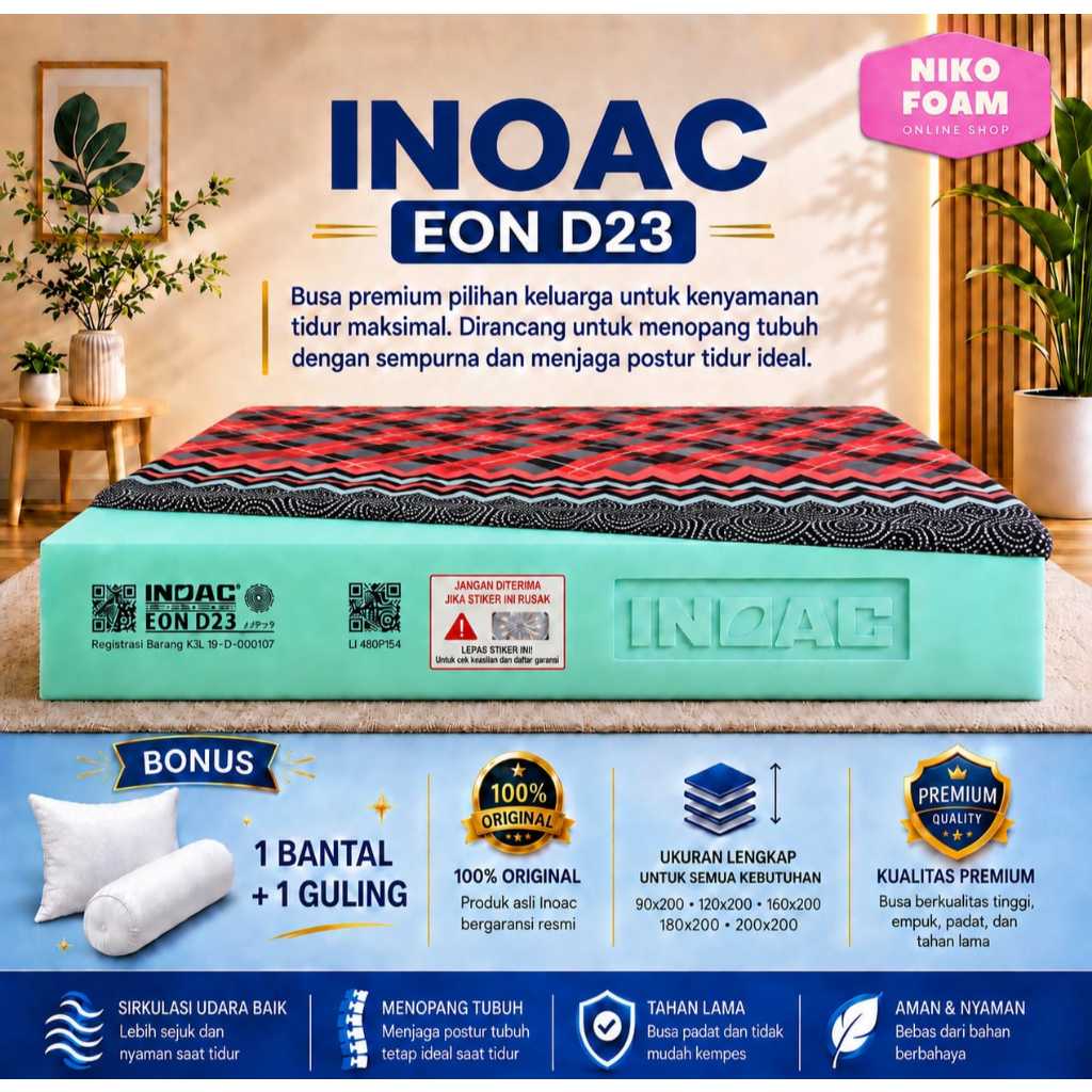 Kasur Busa INOAC No. 1 Original Ukuran 180x200x30 cm Garansi 10 Tahun