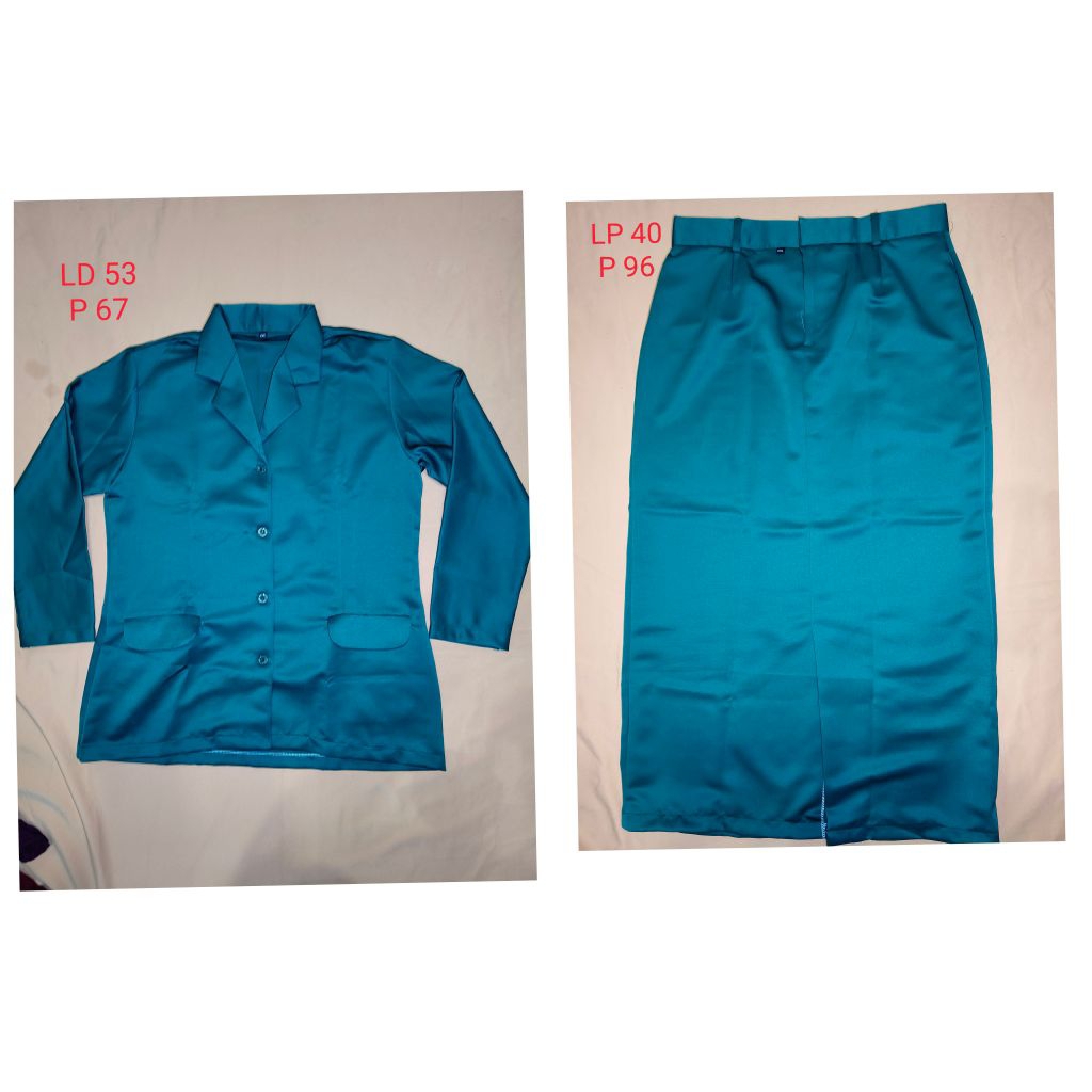 baju pkk satu set warna hijau tosca size xxl preloved