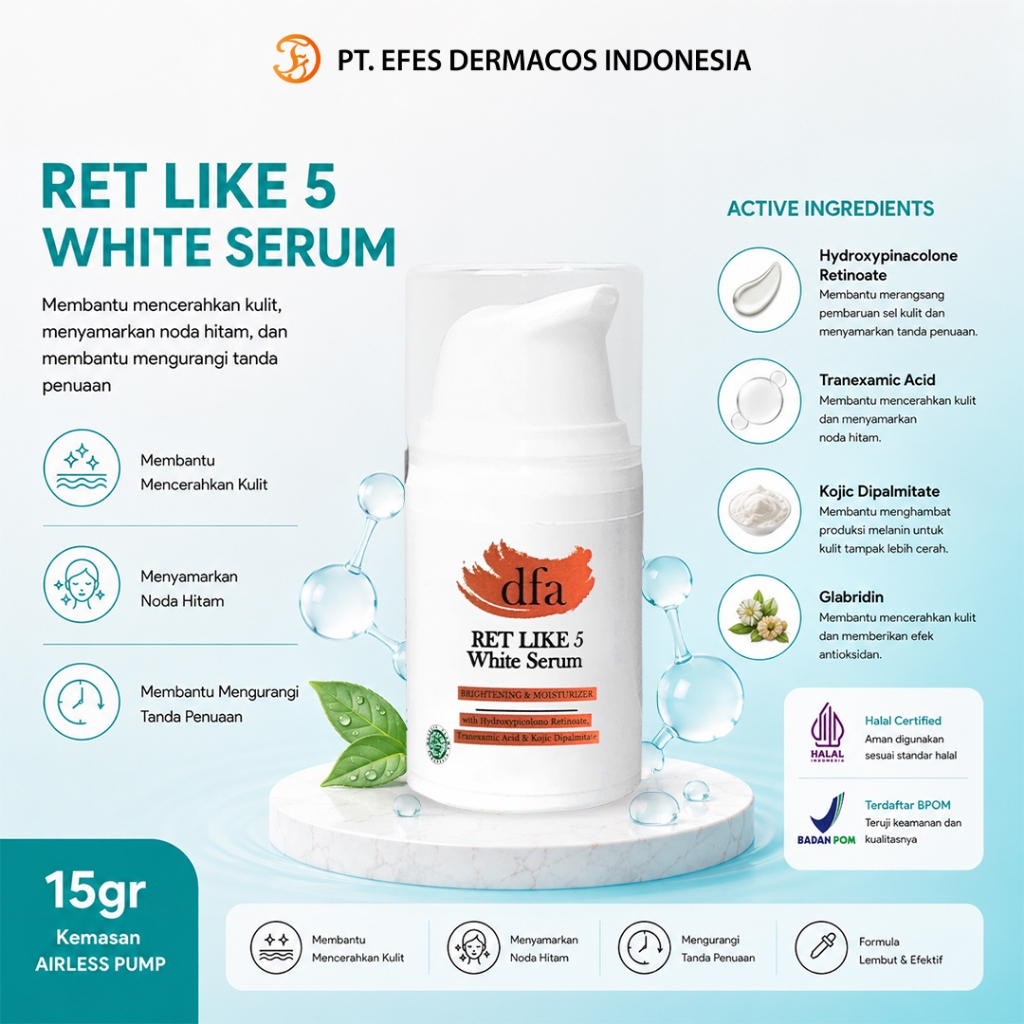 DFA RET LIKE 5 WHITE SERUM 15 Gr | SERUM PENCERAH