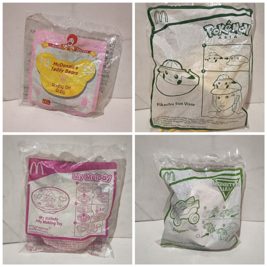 Mainan McDonald`s Happy Meal McD pikachu monster jam my melody teddy bear