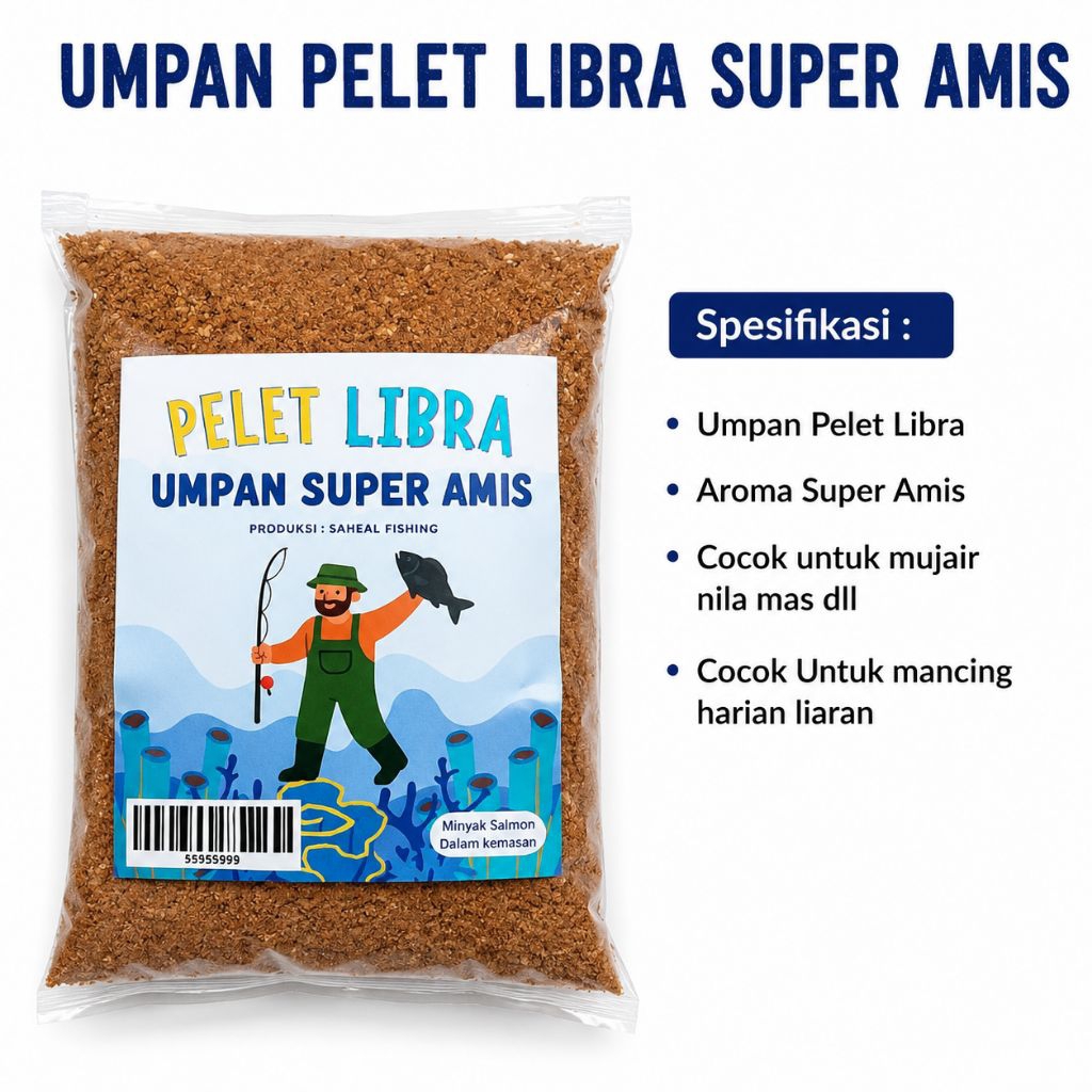 Pelet Pancing Ikan Air Tawar Pelet Libra Super Amis - Bonus minyak Salmon