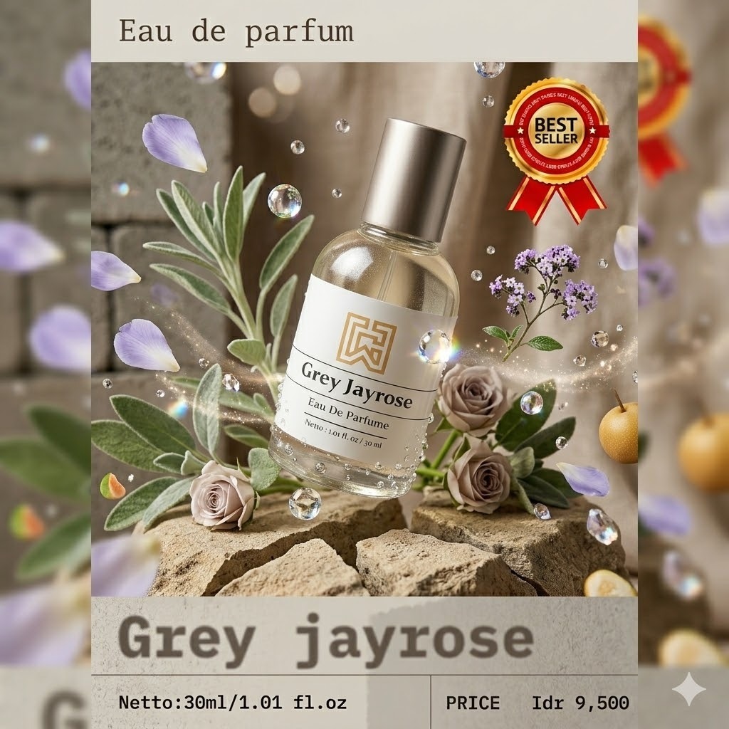 (30ML) GREY JAY ROSE . PARFUM REFILL. PARFUM SPRAY. PARFUM MURAH, PARFUM CEWEK.PARFUM COWOK