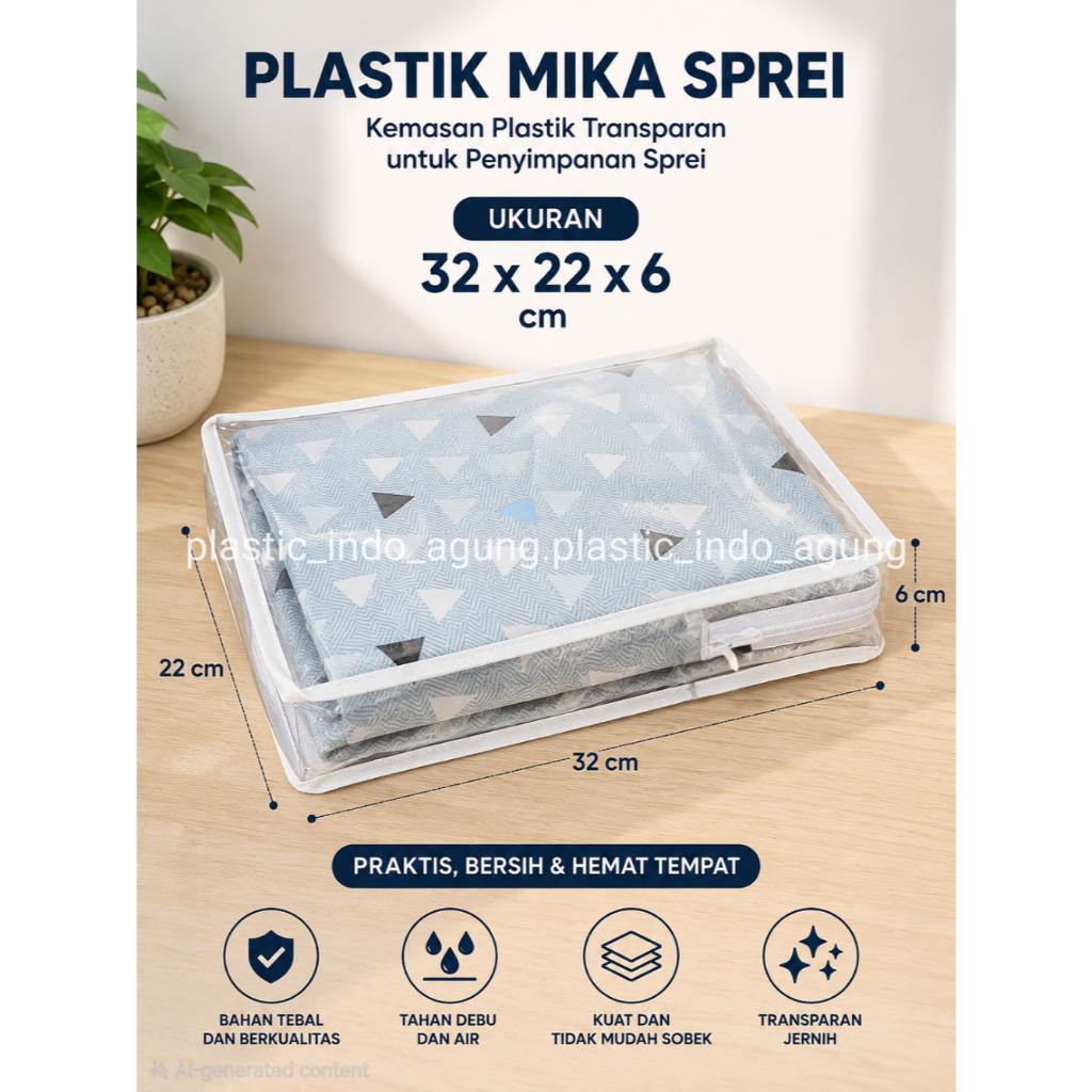 Tas Sprei Mika Resleting 32x22x6cm - Rapi - Plastik Tebal