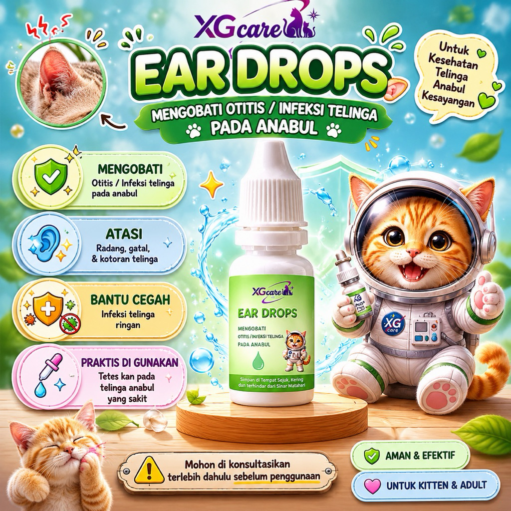 XG Ear Drops-Obat Tetes Telinga Kucing & Anjing-Obat Tetes Infeksi telinga Kucing/Anjing