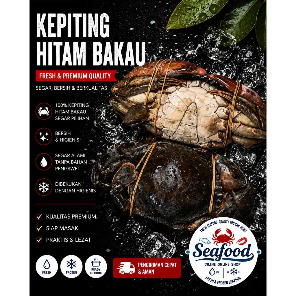 Kepiting Bakau 1KG Segar Fresh Frozen  - Kepiting Bakau - Hitam - Berkualitas - Bergaransi