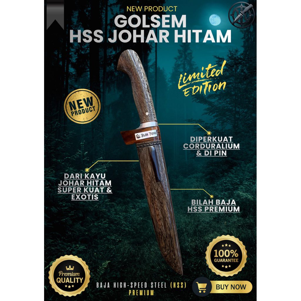 [BAJA PREMIUM] GOLOK SEMBELIH HSS JOHAR HITAM GOLOK BAJA SUPER TAJAM Baja HSS Premium Asli Original