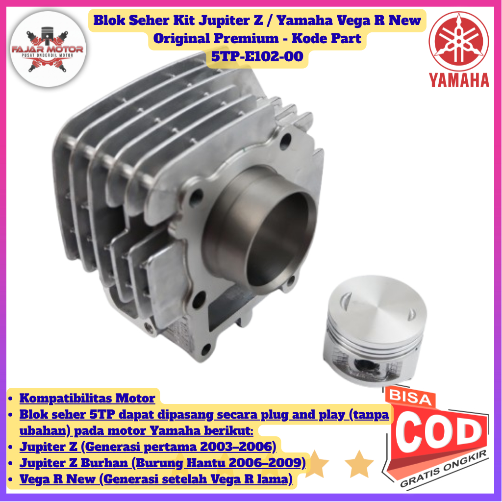 Blok Seher Kit Jupiter Z / Yamaha Vega R New Original Premium - Kode Part 5TP-E102-00