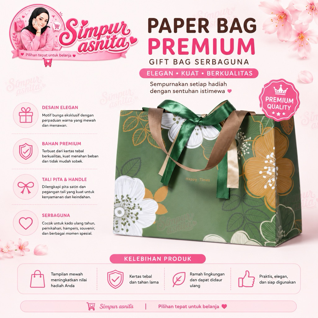 (1PCS) - Paper bag - Paperbag Kado - Gift Bag - Premium PaperBag - Kado -  Souvenir - Tas Kado Premi