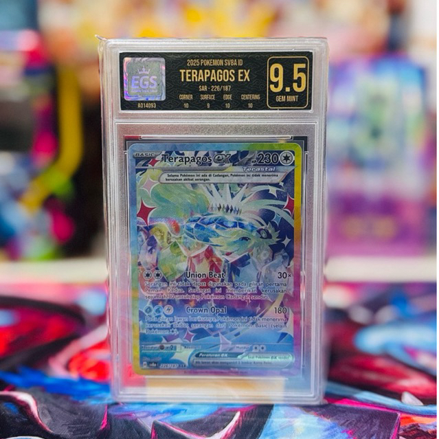 Kartu Pokemon tcg Original Terapagos EX SAR Indo Slab Grade 9.5 EGS