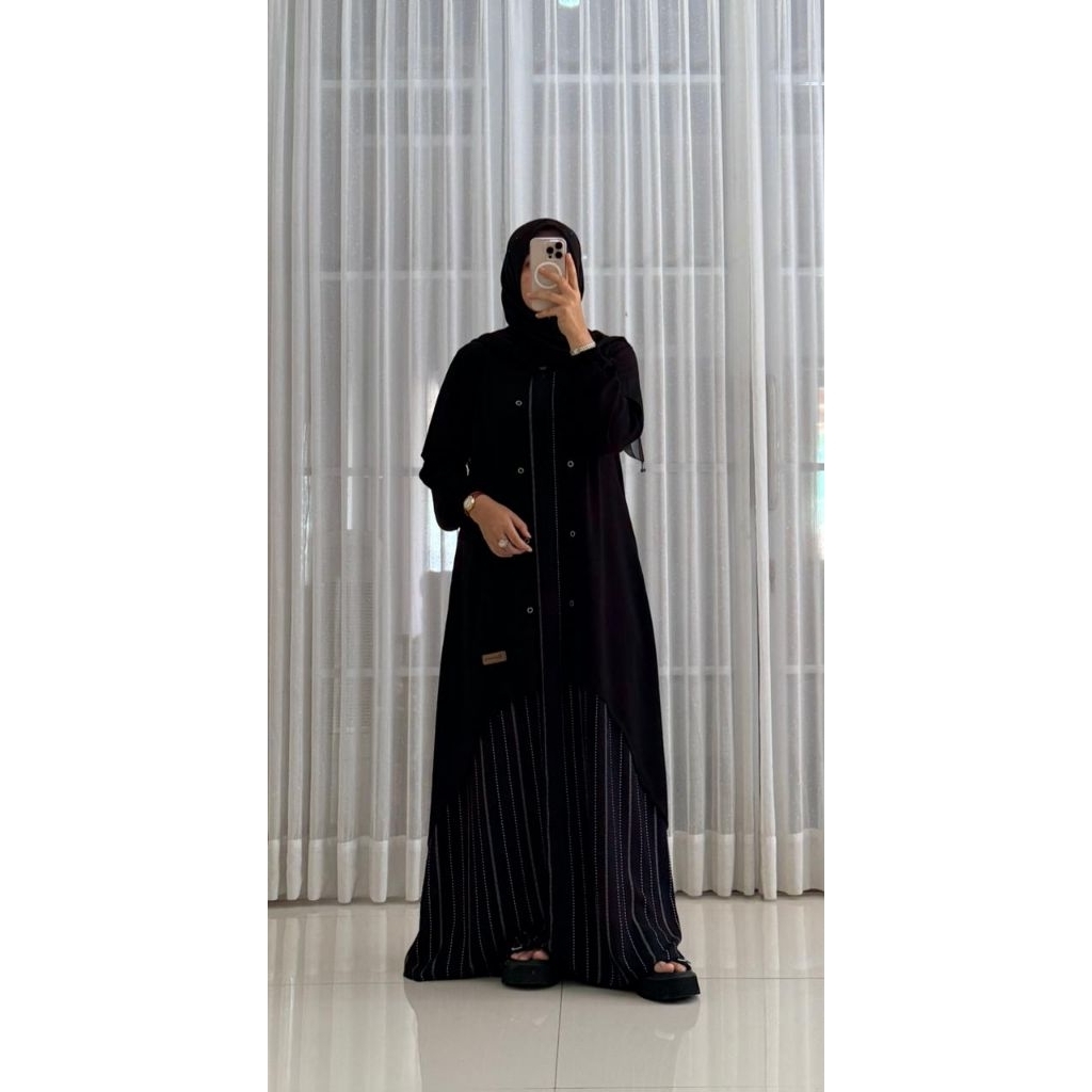 Busana muslimah Dress Cardi Hitam By Nadheefa