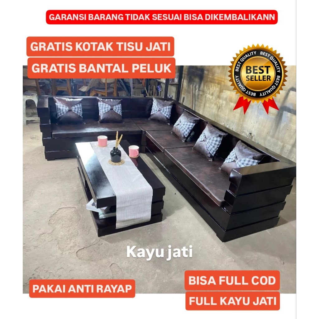 Kursi Tamu Box Kursi Sudut Box Minimalis Kayu Jati