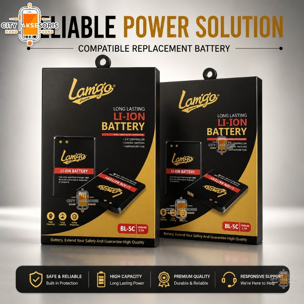 CITY - Baterai Double Power 2IC Lamigo Nokia BL-4C BL-5C Baterai HP Jadul Tahan Lama LAMIGO