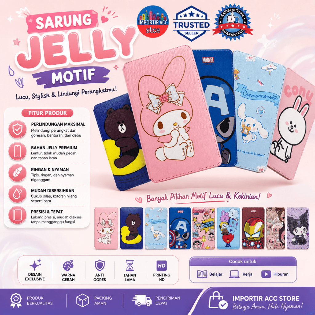 Casing Silicone For Universal 10 inch | Universal 8 inch Sarung Case Jelly Motif Casing Tablet Anak