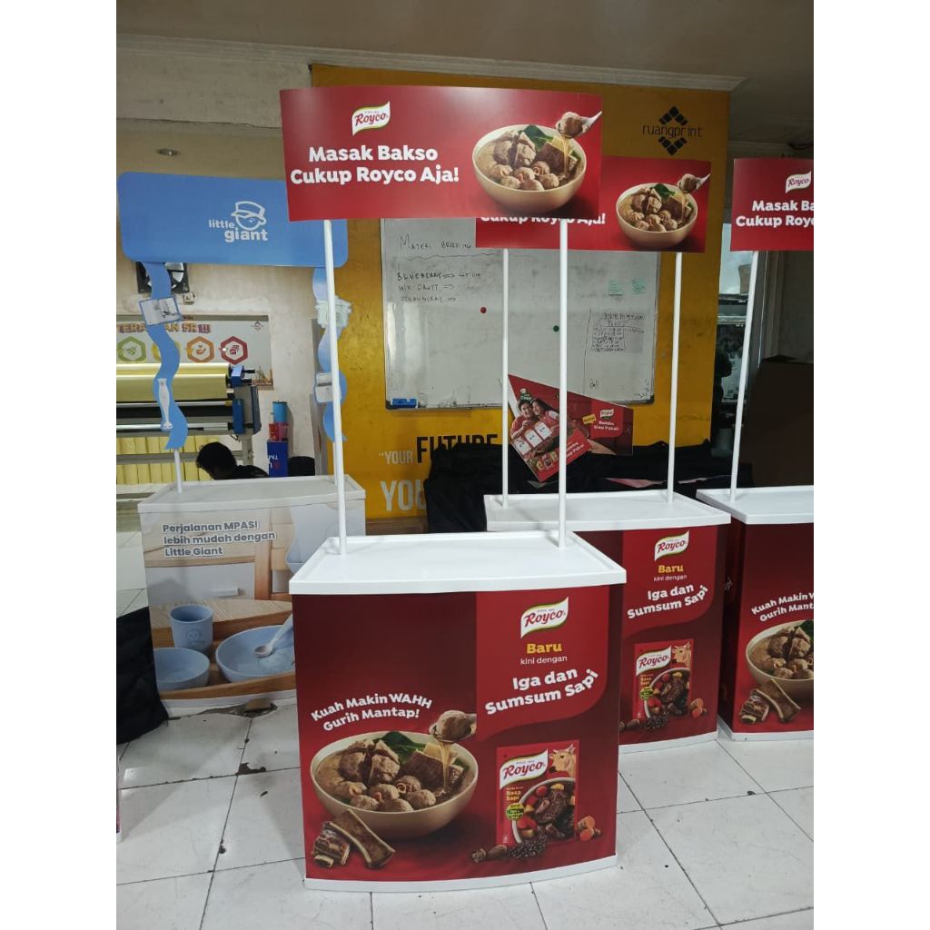 Meja Booth Promosi Event Desk Portable Lipat Banner Custom Printing