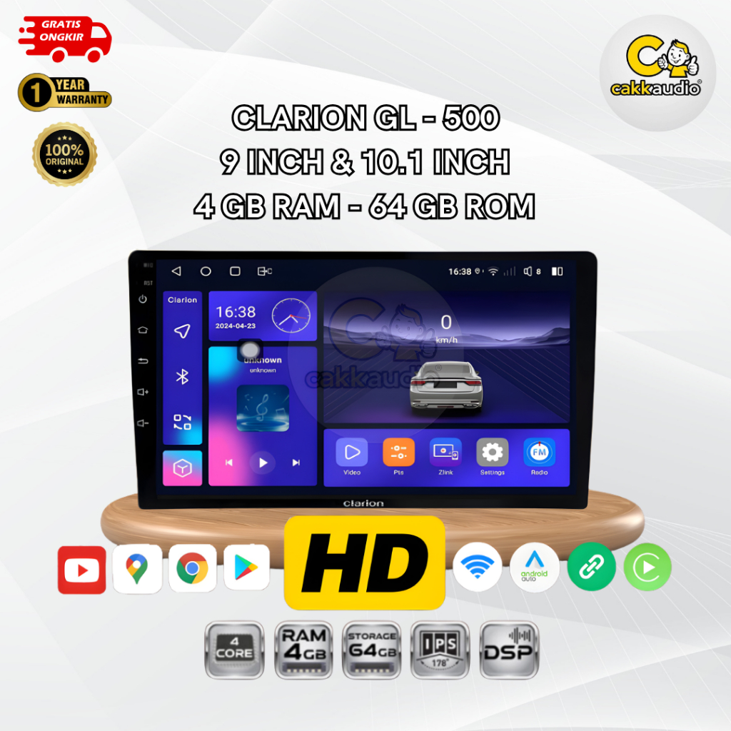 Head Unit Android Mobil Clarion GL-500 | 9 Inch/ 10.1 Inch | 4GB Ram + 64GB Rom