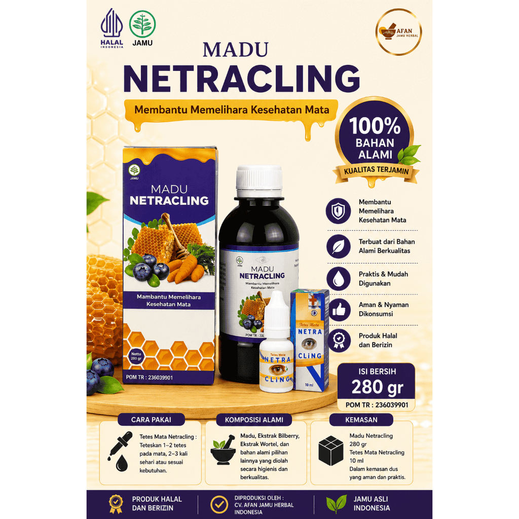 Madu Mata Netra Cling GRATIS Tetes ampuh atasi mata minus silinder dan katarak