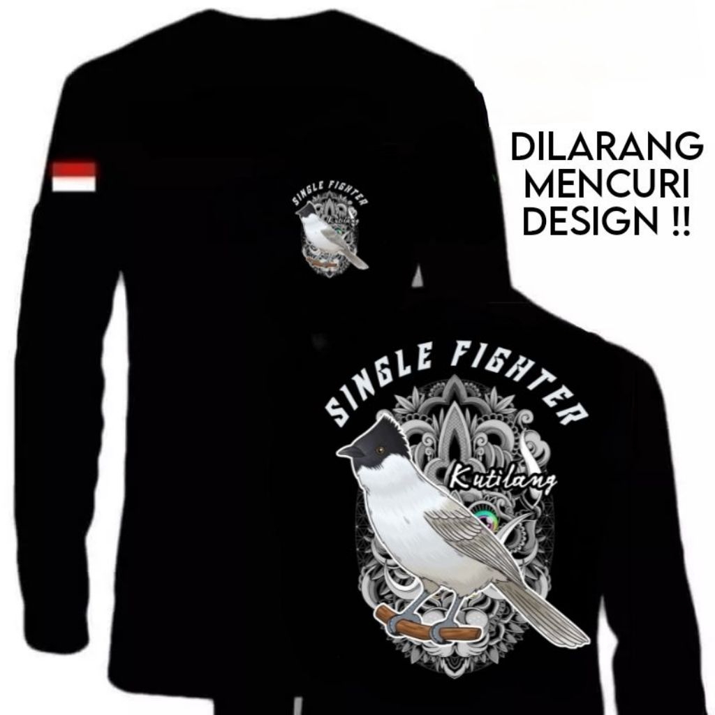 KAOS TSHIRT LENGAN PANJANG BURUNG KUTILANG ABU