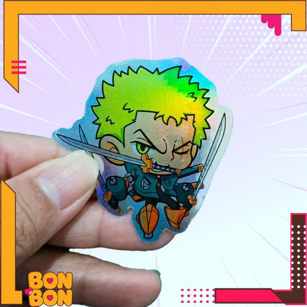 Sticker Hologram Anime One Piece Zoro Chibi
