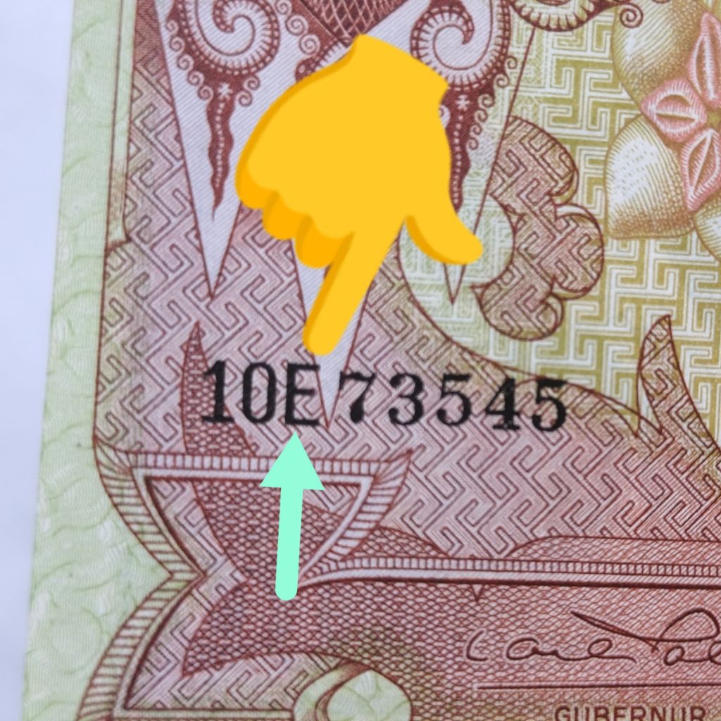 Mulus variasi 1 huruf 10 Rupiah seri bunga tahun 1959 Replacement asli Rp uang kertas kuno duit lama
