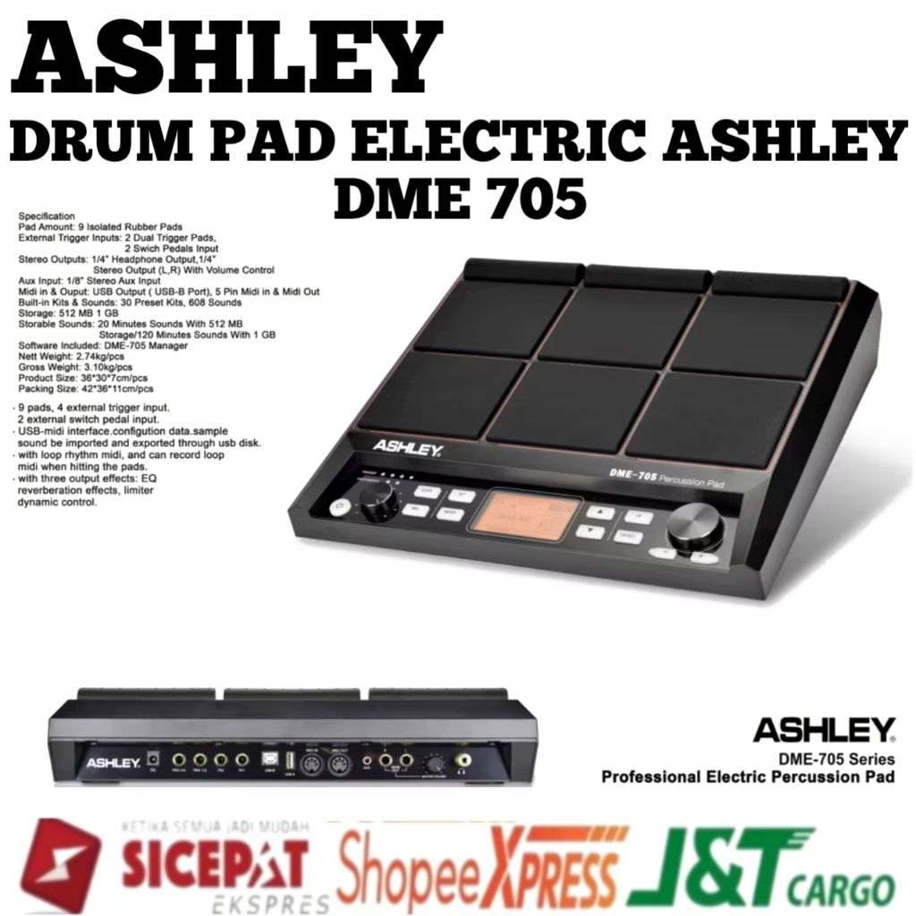 Drum Pad Electric Ashley Dme 705 Original Electric Percussion Pad
