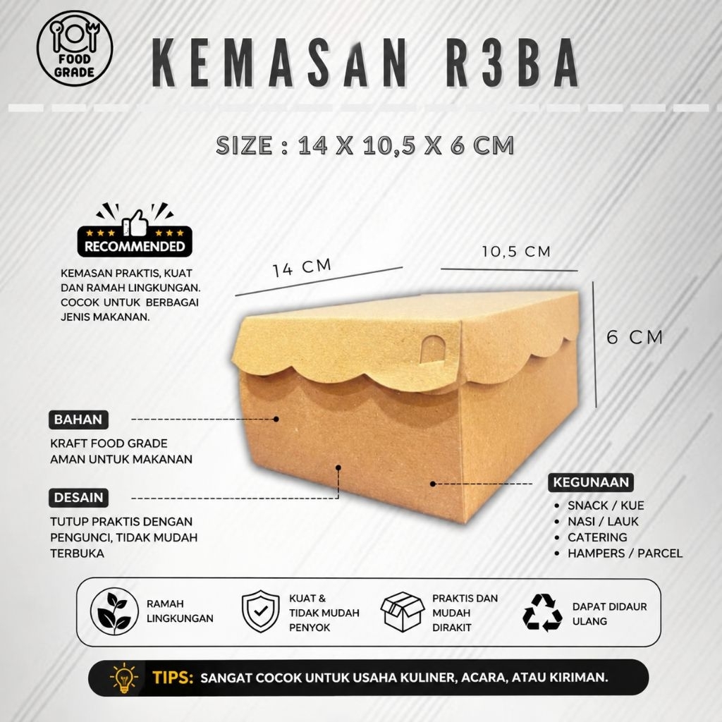 KEMASAN KUE R3 HANSON - KOTAK KUE CRAFT TEBAL - KOTAK SNACK CANTIK