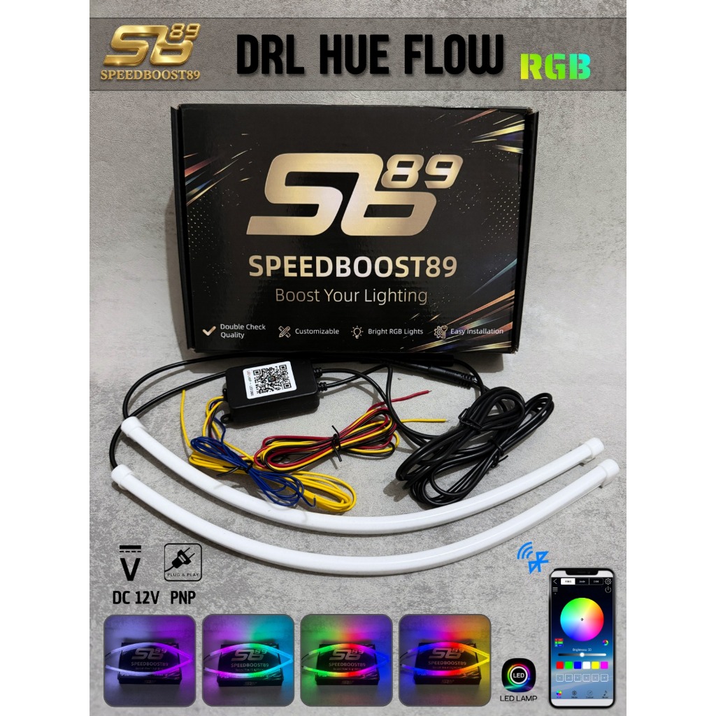 SL88 DRL HUE FLOW RGB Bluetooth APP Flexible Lampu Alis Motor Panjang 30CM & 60CM HIGH QUALITY