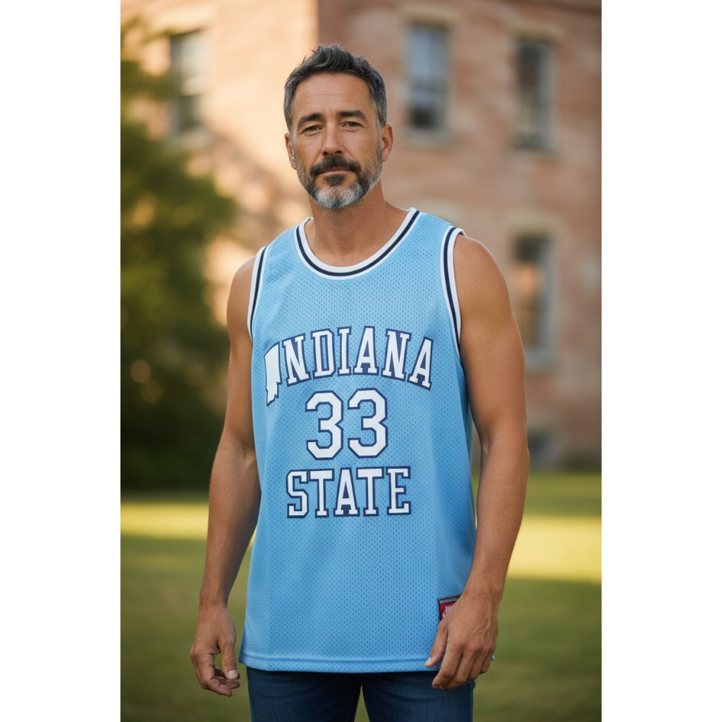 JERSEY BASKET PREMIUM IMPORT NCAA INDIANA STATE 33 LARRY BIRD BIRU