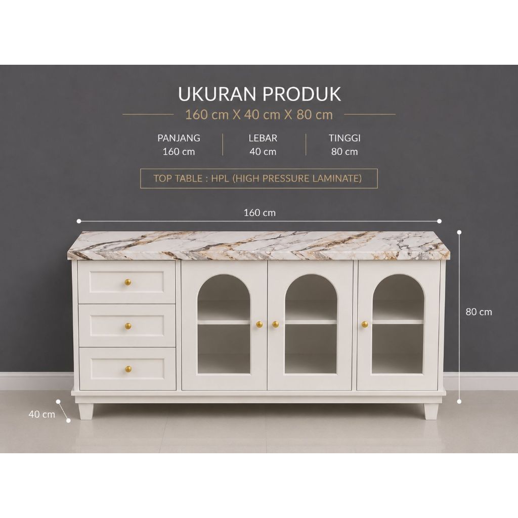 Lemari TV Buffet TV Classic HPL Cradenza