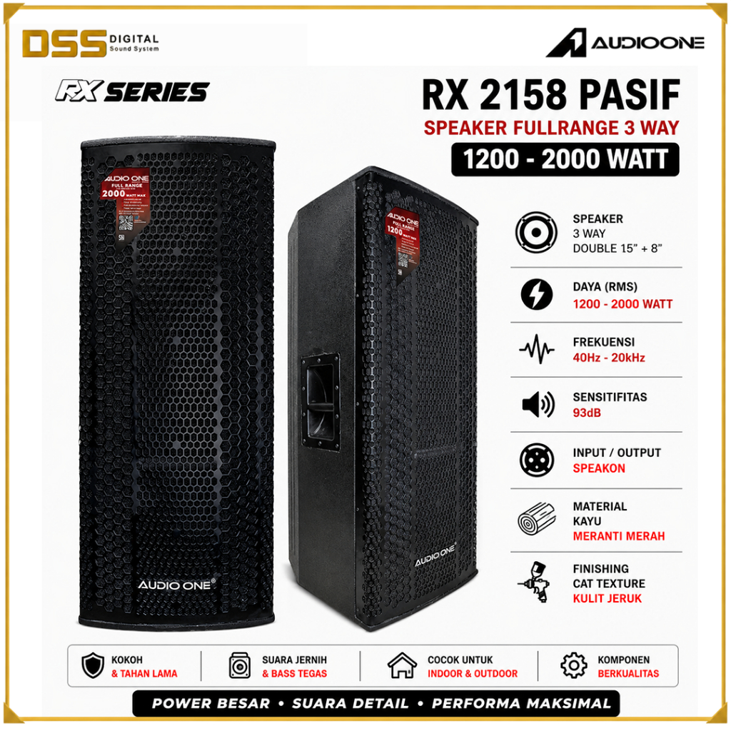 Speaker 3 Way 15 inch Double RX 2158 Pasif 1200-2000 Watt Sound System I DSS