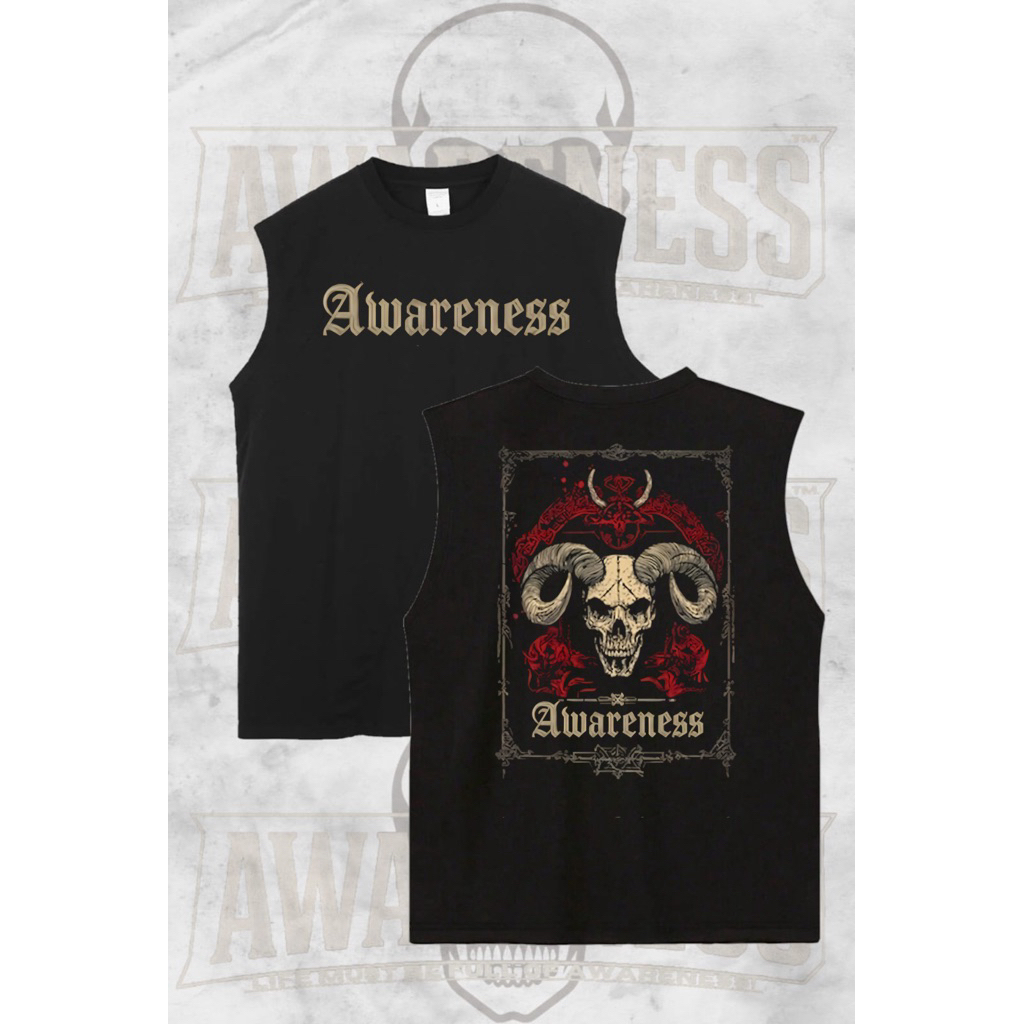 AWARENESS- Tshirt singlet lekbong pria kekinian keren Hitam! Katun