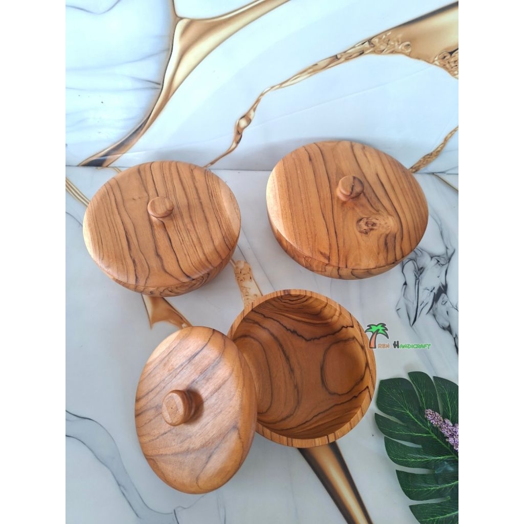 ARENHANDICRAFT Mangkok tutup kayu jati Variasi